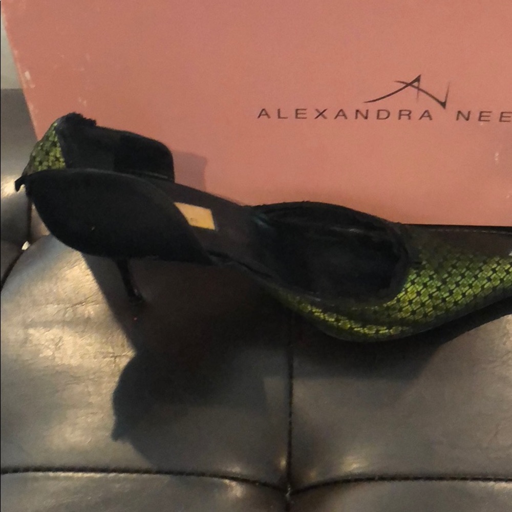 Designer Black and green designer heels